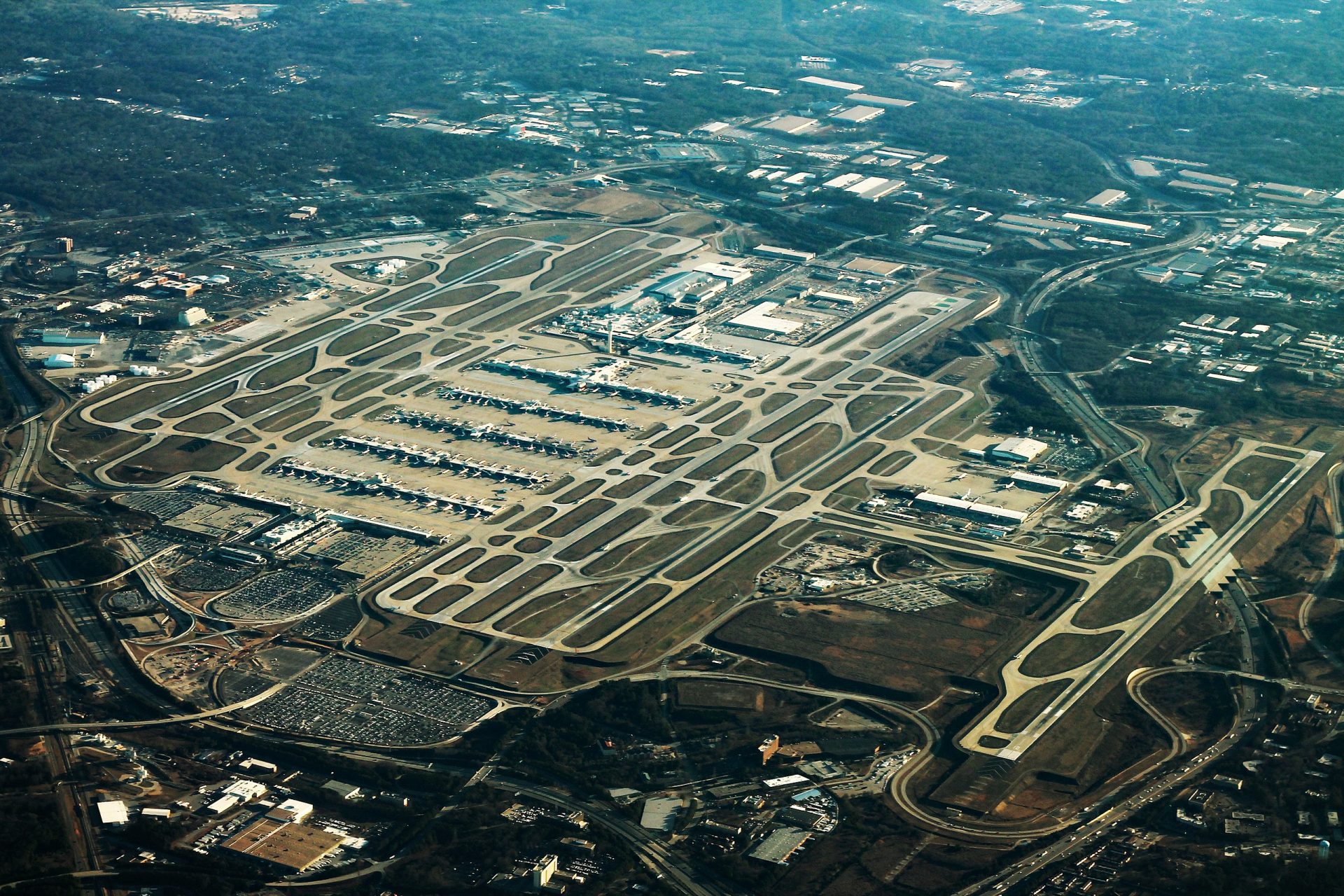 An arial photo of the Hartsfield–Jackson Atlanta International Airport
