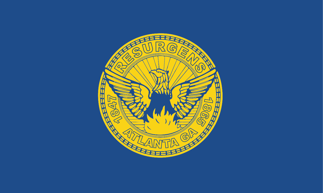 The flag of Atlanta, Georgia with the city motto of "Resurgens"