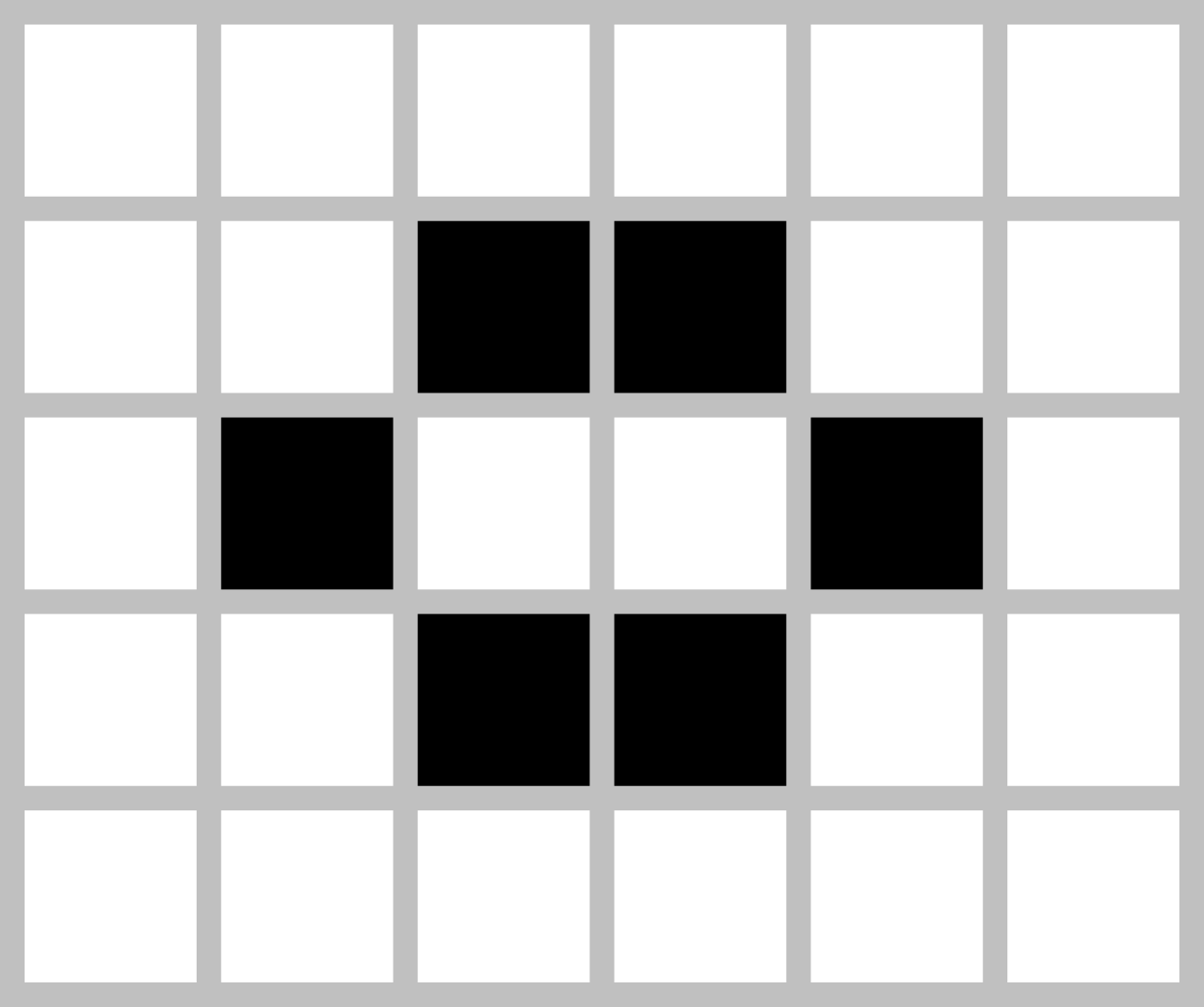 A representation of a beehive using a 5x6 grid of squares.