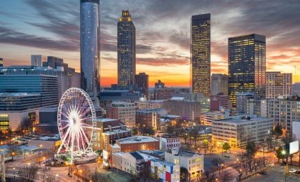 A high contrast view of the Atlanta, Georgia skyline