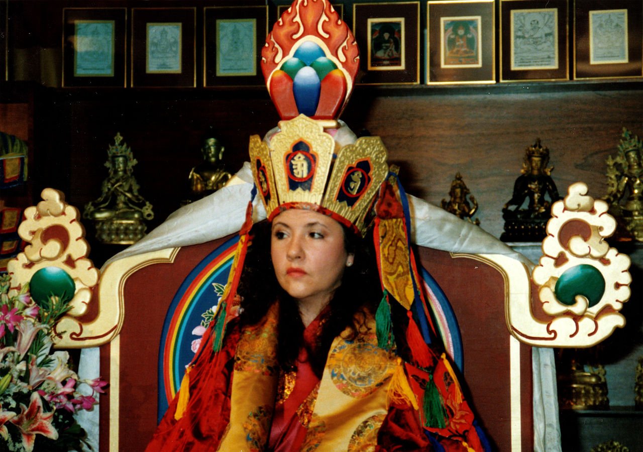 A photograph of Jetsunma Akhon Lhamo wearing a Dakini Crown.