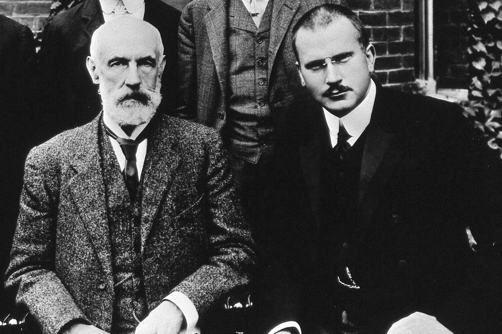 Sigmund Freud and Carl Jung sitting in front of Clark University