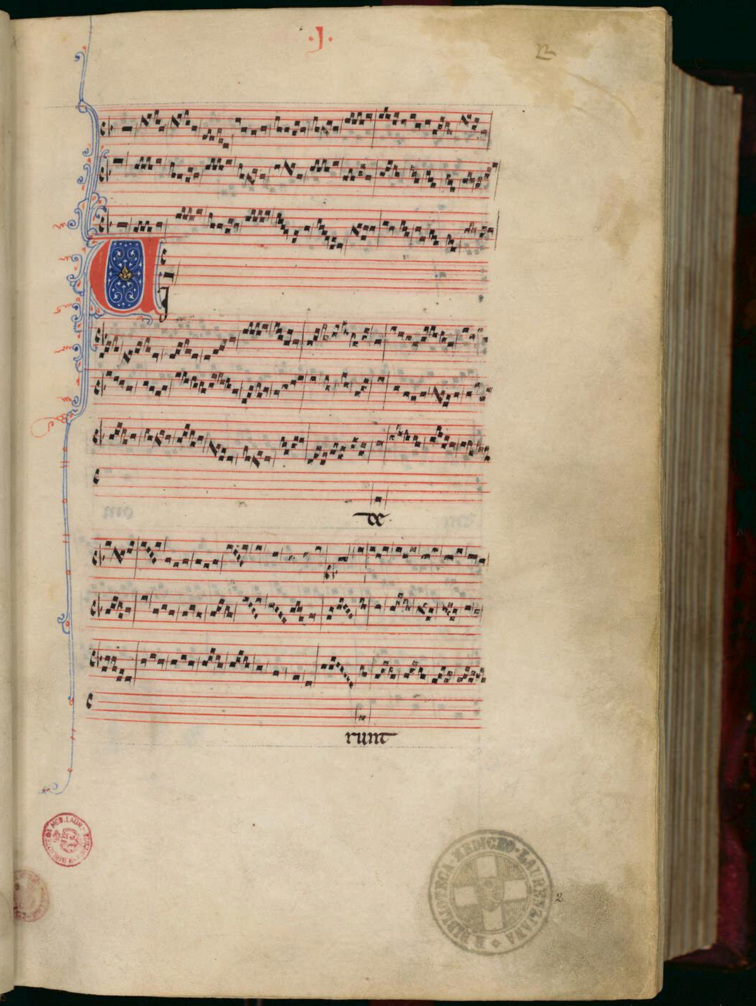 A page from Pérotin’s Viderun Omnes in quadruple organum