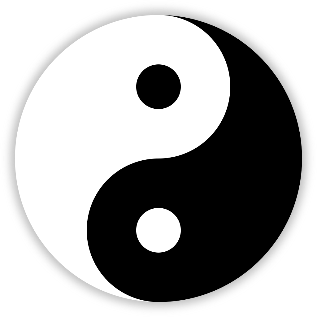 The Yin and Yang symbol is a circular design, consisting of two teardrop-shaped halves, one black and one white, swirling together to form a complete circle. Within each half, there is a smaller circle of the opposite color, symbolizing the interconnectedness and balance between opposing forces.
