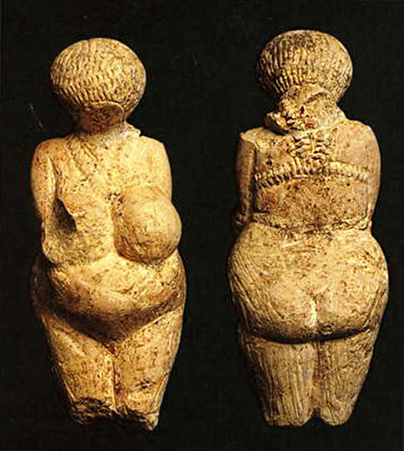 Venus statuette from Kostenki, dated 25,000 BP, made of mammoth ivory. Discovered in Russia in 1923, it's the country's first Ice Age female figuri
