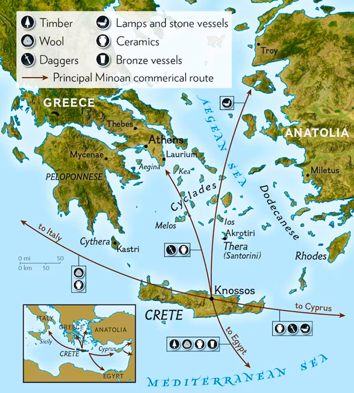 Minoan trade routes map.