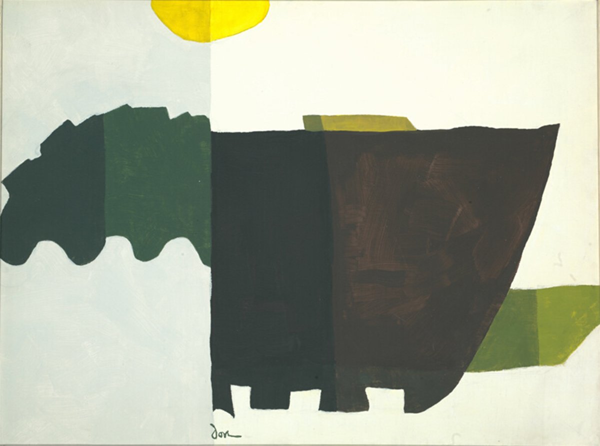 "A Reasonable Facsimile" by Arthur Dove, 1942, showcasing abstract shapes and colors with a cantilevered composition.